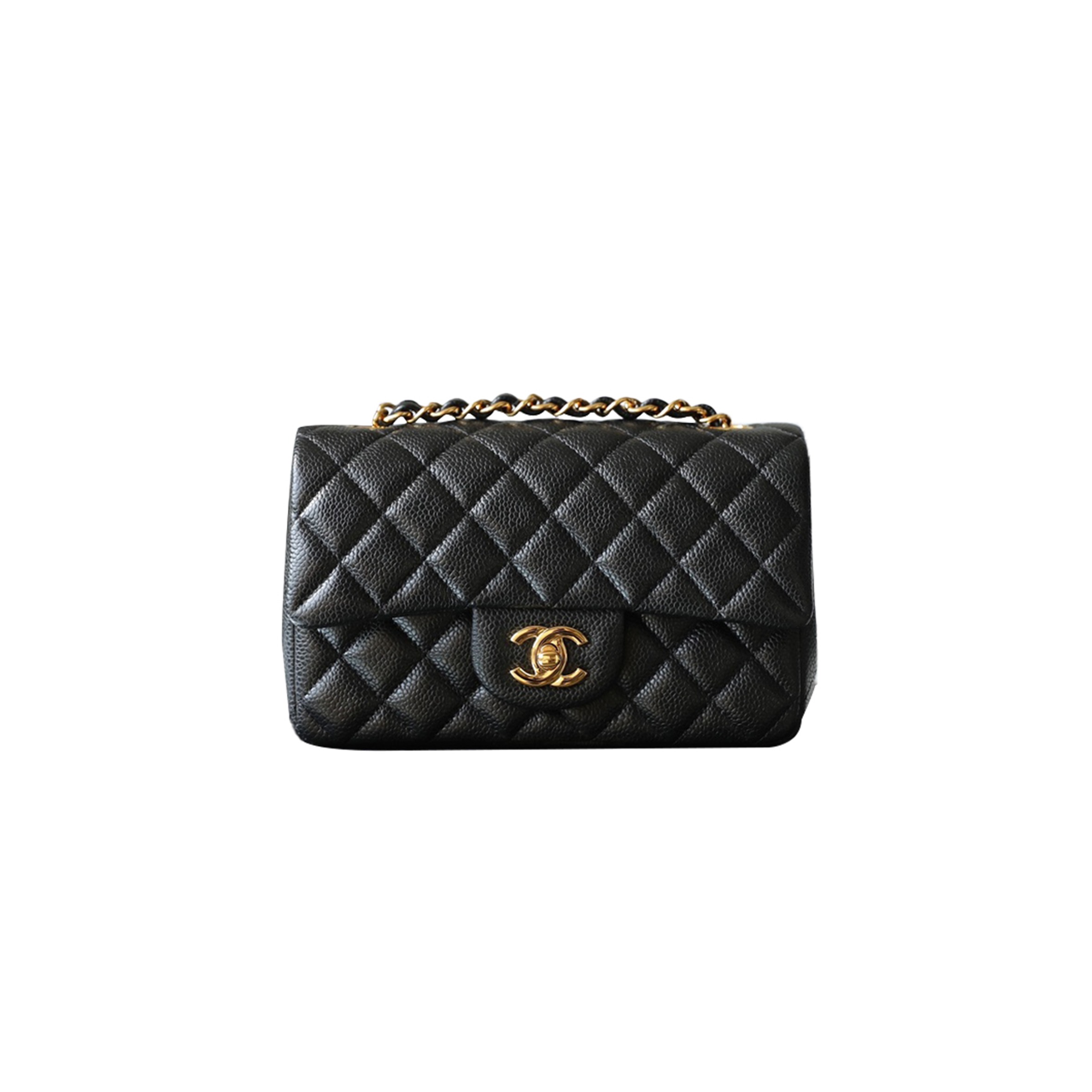 CHANEL MASTER CLASSIC FLAP LARGE MINI BLACK CAVIAR GOLD BUCKLE A69900 (20*12.5*6cm)